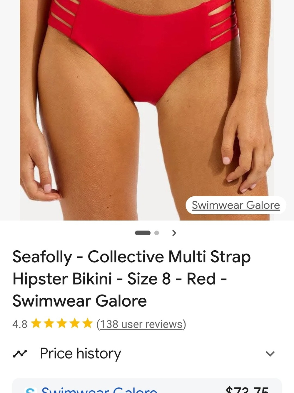 Seafolly White Strappy Side Bikini Bottom Size US 8, Waist Size 28 Inch. NEW - Picture 7 of 10